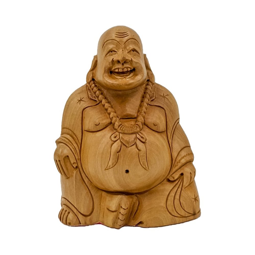 Hand Carved Natural Wood Buddha Sculpture (5 inch)